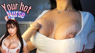 ROLEPLAY sexy nurse cosplay giving the jerk off treatment to you making you cum over her big tits