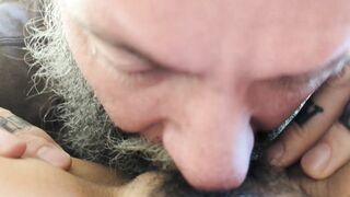 Mature American Savors Eating Young Mexican Student's Sweet Hairy Pussy