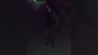 showing tits at dark street