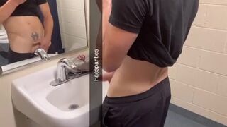 Slut blow me and then gets nailed in public bathroom