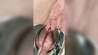 Extreme BDSM female urethral stretching Speculum stretched Peehole fucking