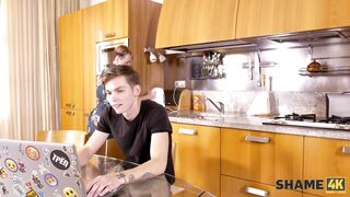 SHAME4K. Boy finds womans nude pics and she takes care of his cock