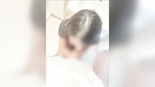 Cute long dark haired girlfriend gives a blowjob in the locker room at work
