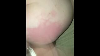 Slutty cum dumpster gets spanked by friend of her boyfriend