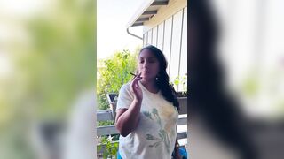 Smoking on a balcony