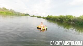 Topless floating in the river in sheer swimsuit - Teaser