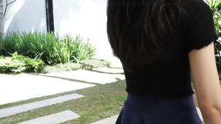 Mall Walkway - Black Crop Top & Blue Skater Skirt - Moriya Exhibit