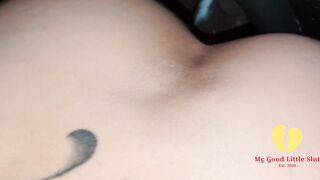 SLUTWIFE CREAMS ON BIG BLACK COCK TILL CREAMPIE AT GLORY HOLE