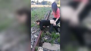 Hard lesson for slut on the train tracks. Full video on my Onlyfans ( link in bio)