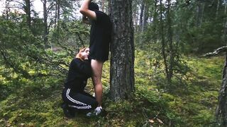 Public bj in The woods