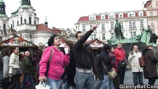 Picked up hairy old woman riding his cock