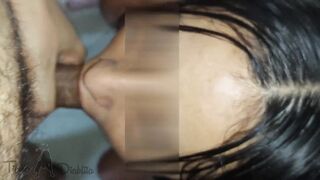 I got horny watching porn, I gave him a rich blowjob and he filled my face with cum