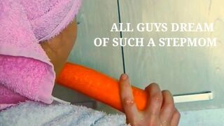Housewife in Stockings and a Short Robe Has Prepared A Surprise For Her Stepson