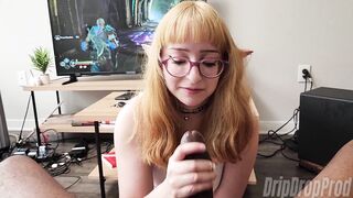 DRIPDROP Lain Laughs As She Takes Big Dick Down Her Throat And Jerks It!!!