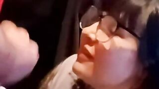 DD Sadie Takes Daddy's Load On Her Glasses