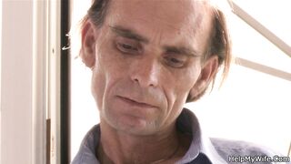 Old man watching teen wife banged from behind