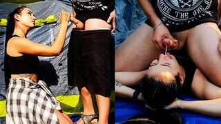 Cum in Mouth Near Tent While Nobody Sees - Vertical Version