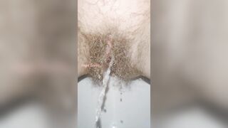 Sensual Slow Motion Piss by Mega Hairy Pussy Up Close