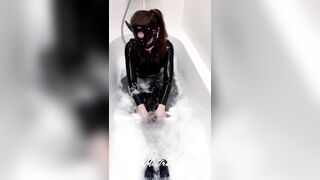 LATEX CATSUIT IN BATH
