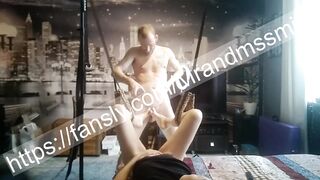 hot milf plays with dick with her feet