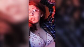 Sexy student shows her big breasts on camera with music