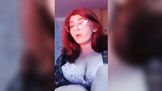 Sexy student shows her big breasts on camera with music