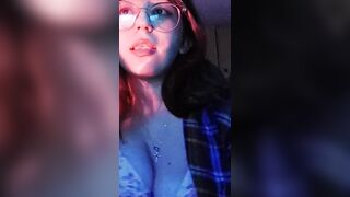 Sexy student shows her big breasts on camera with music