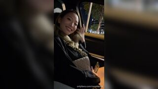 Busty Japanese mistress fucks married man in public on his car