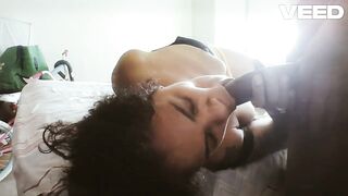 SUPER BIG BROWN DICK GETS A BLOW JOB SWALLOW GAGGING