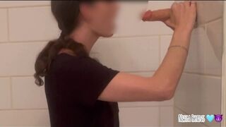 Hairy cutie Nessa Ryans giving an EXTRA SLOPPY blowjob to a dildo before using it to squirt
