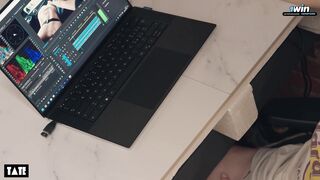 Caught My Stepsister Masturbates While Editing Porn Video - Arden Tate