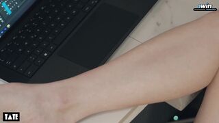 Caught My Stepsister Masturbates While Editing Porn Video - Arden Tate