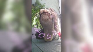 Wigglee my toes in hot and sexy fishnets.