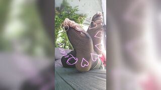 Wigglee my toes in hot and sexy fishnets.