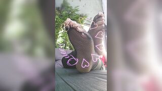 Wigglee my toes in hot and sexy fishnets.