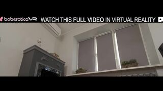 Solo brunette girl Christina masturbating with pink sex toy in VR.