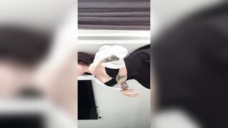 An aroused woman in a caress.