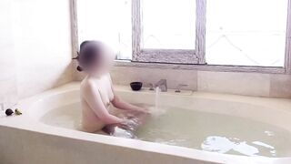 Bathing scene at a resort hotel