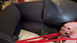 Tied up mistress and my slave enjoys my sweaty pantyhose