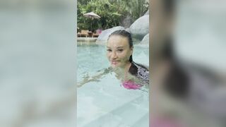 Hot Monika Fox In Pink Bikini Swims In Pool And Walks