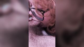 Slobbering on daddy's cock