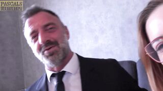 PASCALSSUBSLUTS - Brunette Babe Joy Dominated By Two DILFs