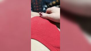 Rubbing my pussy with my hands and red panties