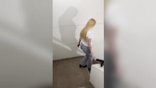 Walking behind Big Ass Blonde with High heels