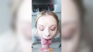 Amateur Big Facial - Emptying his cum filled balls all over my face - RMhardCo