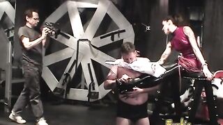 Turned on stallion goofs around with two hot pornstars in the dungeon