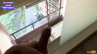 Neighbor Peep at Me Naked on the Balcony - and I Offered Him Anal Sex - Katty West