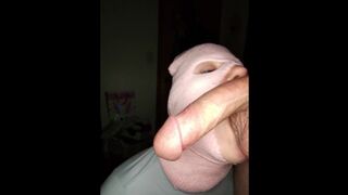 Intense Ball Worship With Big Cock on Face - FacelessThroat - Sucking His Balls Gets Him Rock Hard