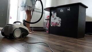 Sexy stepmom, hairy pussy, big ass, vacuum cleaner in empty house. Big hairy latina tits.