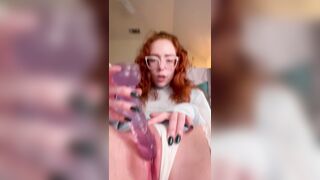 CLOSE UP POV cute redhead fucking herself